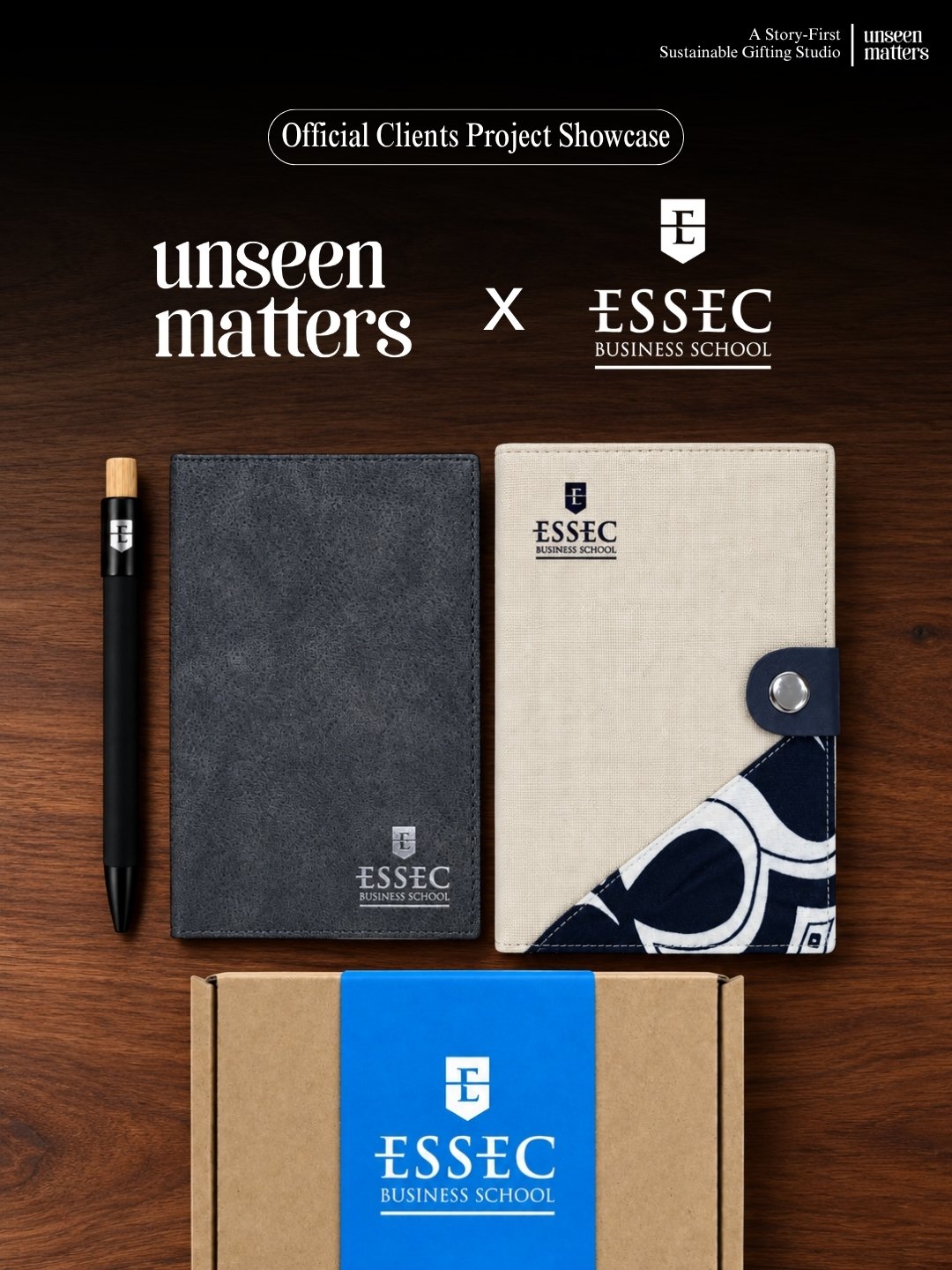ESSEC Business School x Unseen Matters custom corporate gift set